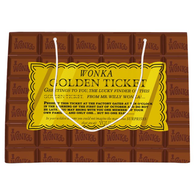 Bolsa De Regalo Grande Willy Wonka Golden Ticket (Anverso)