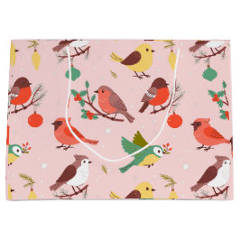 Bolsa De Regalo Grande Winter Christmas Birds