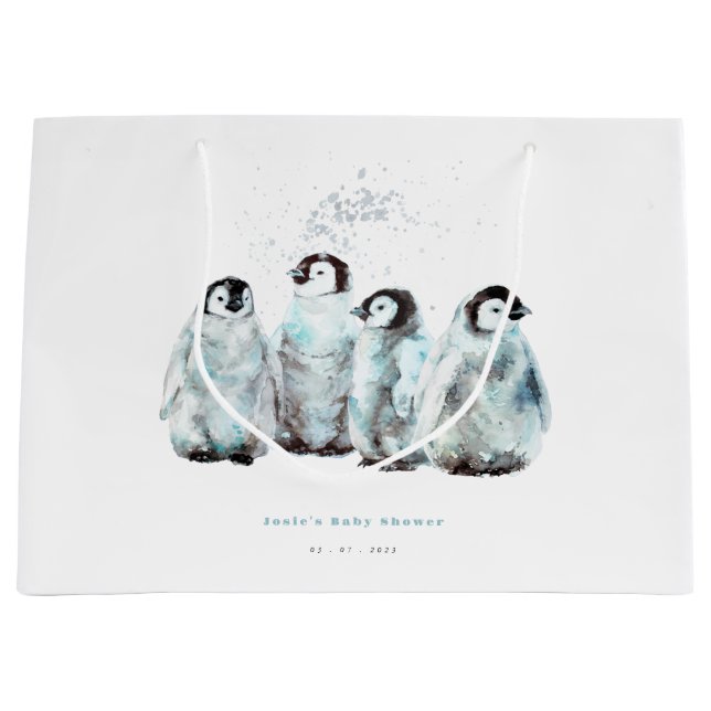 Bolsa De Regalo Grande Winter Penguin Baby Shower (Anverso)