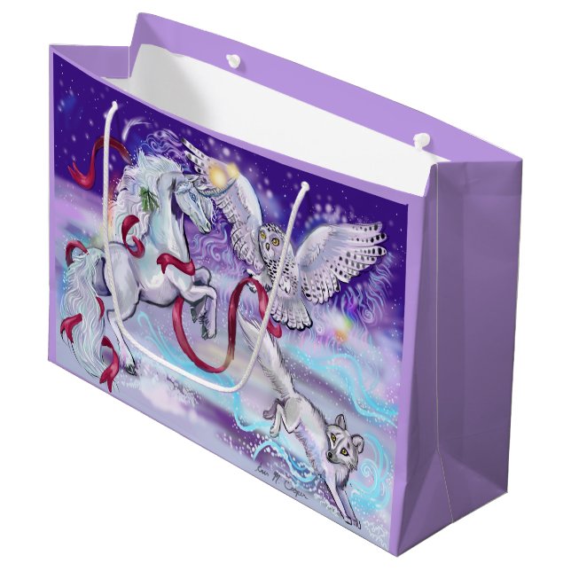 Bolsa De Regalo Grande Winter Unicorn Fantasy (Angulo Anverso)