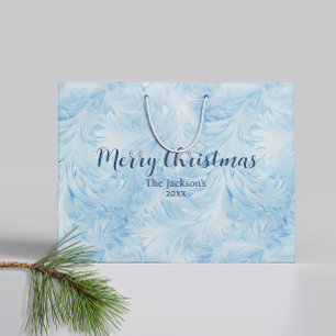 Bolsa De Regalo Grande Winter Wonderland Patrón de heladas azules