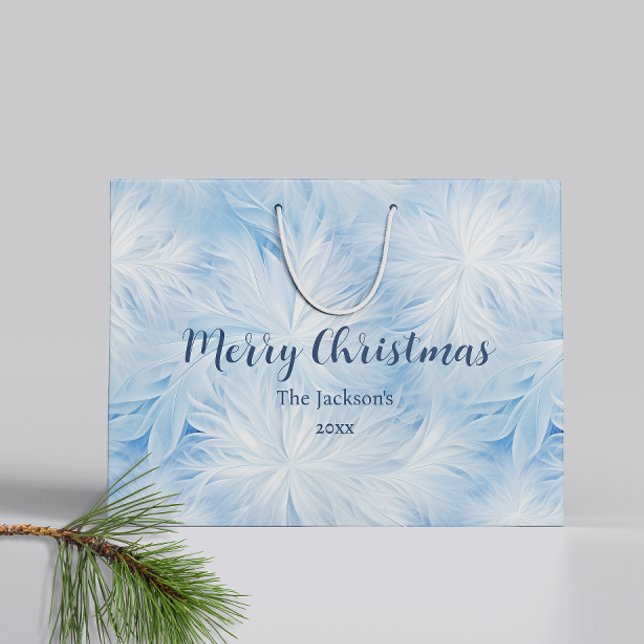 Bolsa De Regalo Grande Winter Wonderland Patrón de heladas azules (Subido por el creador)