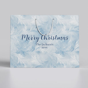 Bolsa De Regalo Grande Winter Wonderland Patrón de heladas azules