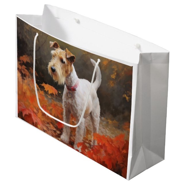 Bolsa De Regalo Grande Wirefox Terrier se inspira en las hojas de otoño (Angulo Anverso)