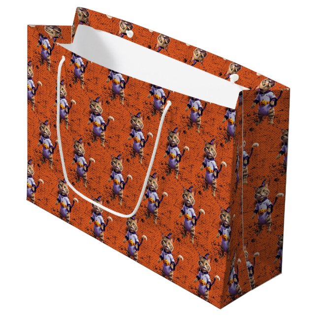 Bolsa De Regalo Grande Witchy Halloween Tabby (Angulo Anverso)