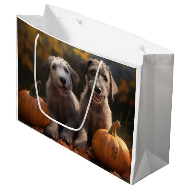 Bolsa De Regalo Grande Wolfhound Puppy Calabaza deslumbrante de otoño (Angulo Anverso)