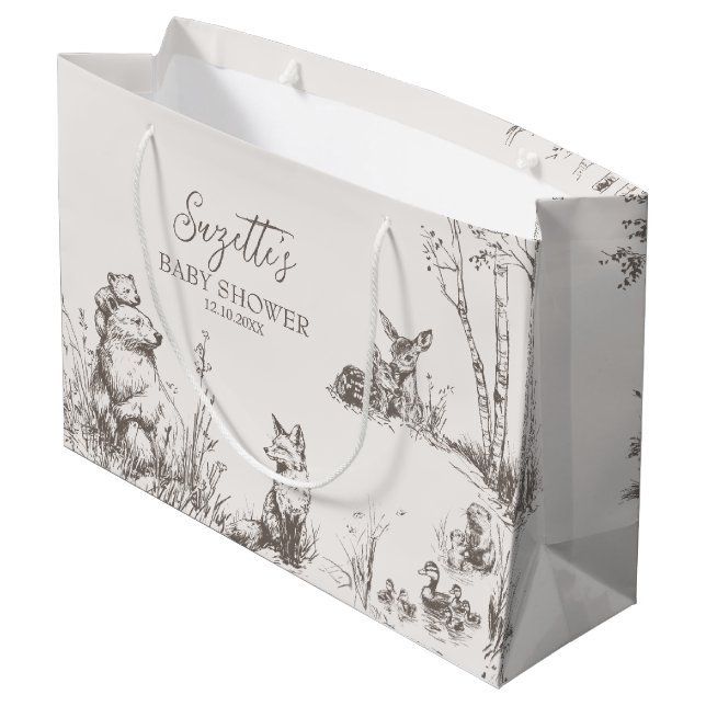 Bolsa De Regalo Grande Woodland Animals Whimsical Winter Baby Shower (Angulo reverso)