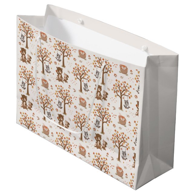 Bolsa De Regalo Grande Woodland Baby Bears Raccoon Baby Shower (Angulo Anverso)