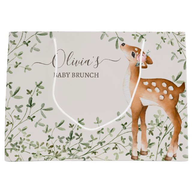 Bolsa De Regalo Grande Woodland Deer Baby Shower (Anverso)