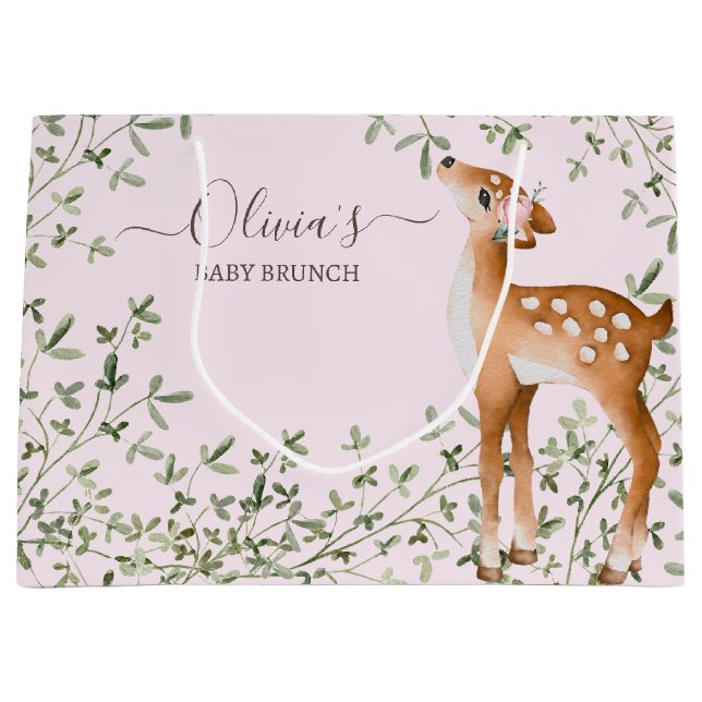 Bolsa De Regalo Grande Woodland Deer Baby Shower (Anverso)