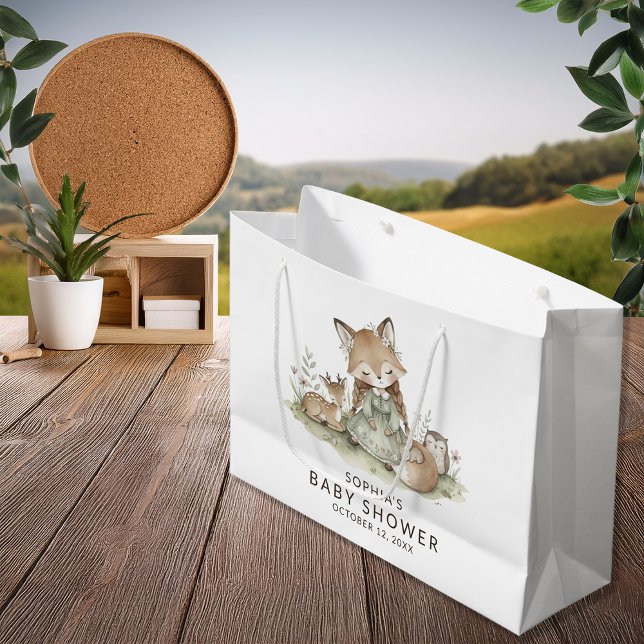 Bolsa De Regalo Grande Woodland Fox Girl Baby Shower  (Subido por el creador)