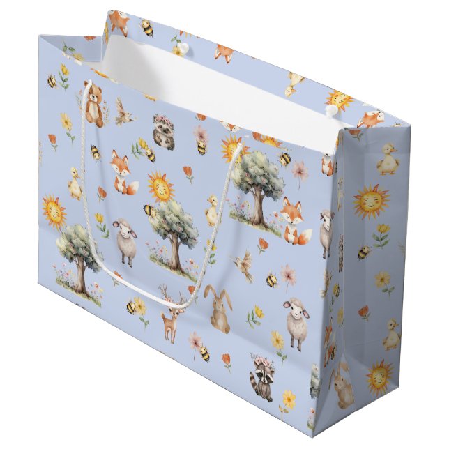 Bolsa De Regalo Grande Woodland Wildlife Baby Shower (Angulo Anverso)