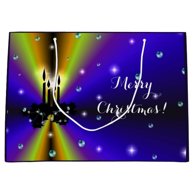 Bolsa De Regalo Grande Xmas Artdeco sobre el arco iris amarillo morado (Anverso)