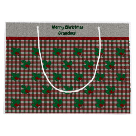 Bolsa De Regalo Grande Xmas Gingham de los años 1940 - Personalizado