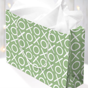 Bolsa De Regalo Grande XOXO Abrazos y Besos Cumpleaños Verde Pincel Scrip