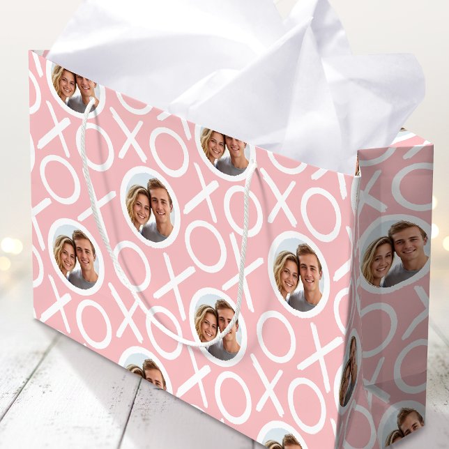Bolsa De Regalo Grande XOXO Hugs & Kisses 2 Photo Pastel Pink Modern (Subido por el creador)
