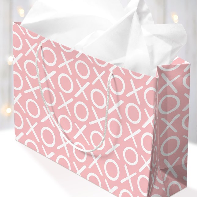 Bolsa De Regalo Grande XOXO Hugs & Kisses Pastel Pink Brush Script (Subido por el creador)
