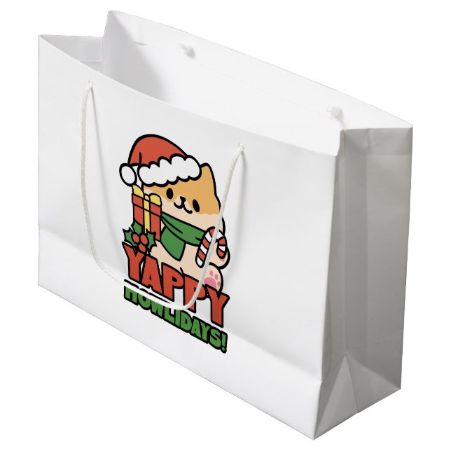 Bolsa De Regalo Grande Yappy Howlidays - Personalizado de perros Navidade (Angulo Anverso)
