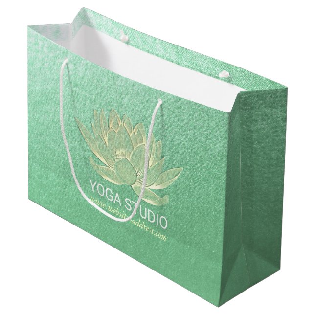 Bolsa De Regalo Grande YOGA Studio Meditación Reiki Instructor Gold Lotus (Angulo Anverso)
