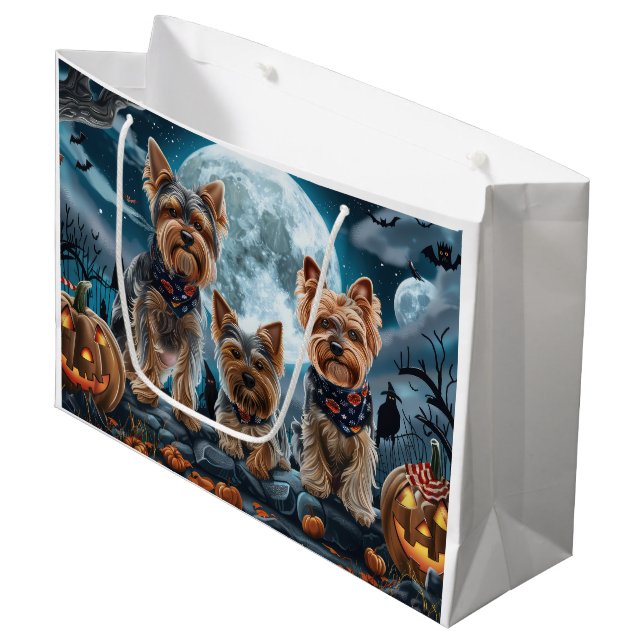 Bolsa De Regalo Grande Yorkshire Terrier Halloween Spooky (Angulo Anverso)