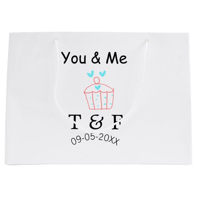 Bolsa De Regalo Grande You and me love cup cake red valentine's day name  (Anverso)