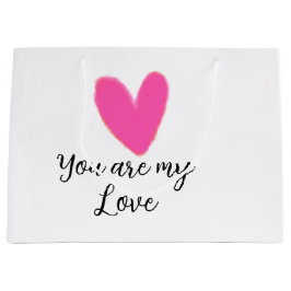 Bolsa De Regalo Grande you are my love pink red heart watercolor kidretro