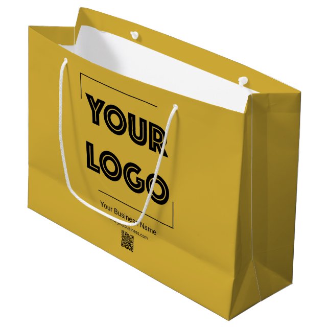 Bolsa De Regalo Grande Your Logo Custom Business Marketing Gold (Angulo Anverso)