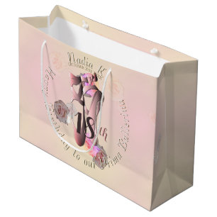 Bolsa De Regalo Grande Zapatos De Toe Rosados De Ballerina