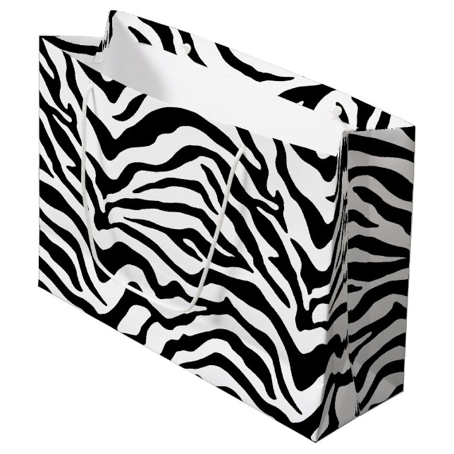 Bolsa De Regalo Grande Zebra blanca y negra a rayas (Angulo Anverso)