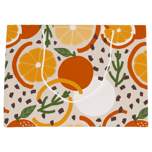 Bolsa De Regalo Grande Zesty Citrus Fruit Summer Retro Kitchen (Anverso)