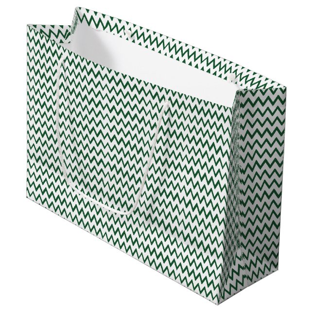 BOLSA DE REGALO GRANDE ZIG ZAG VERDE Y BLANCO (Angulo Anverso)