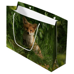 Bolsa De Regalo Grande Zorro de bebé barato en un bosque verde