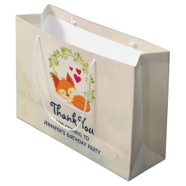 Bolsa De Regalo Grande Zorro naranja lindo, corazones rojos y una corona
