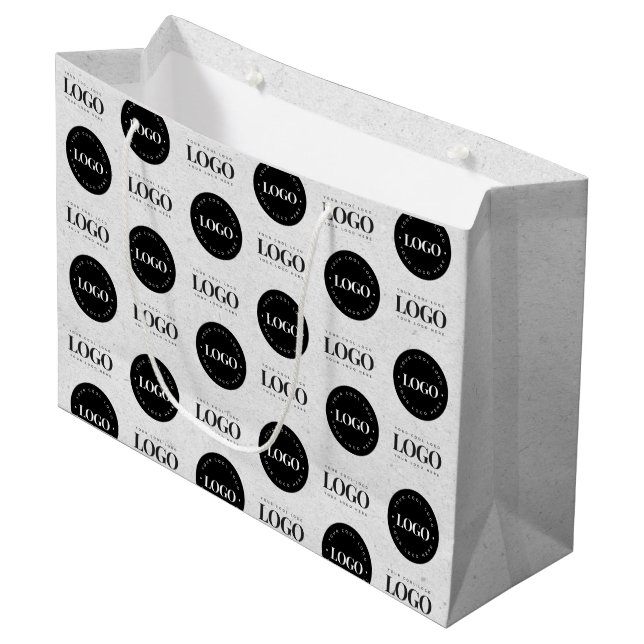 Bolsa de regalo gris kraft empresarial con logotip (Angulo Anverso)