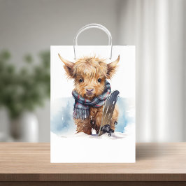 Bolsa de regalo Highland Cow-abunga - Blanco/Azul