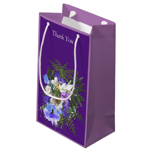 Bolsa de regalo Jacaranda Blooms & Lily Bouquet (Angulo reverso)