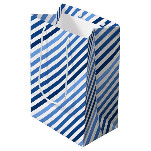 Bolsa de regalo - Líneas azules diagonales (Angulo Anverso)