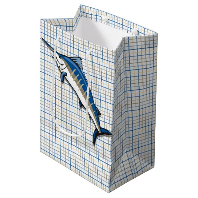 Bolsa de regalo - Marlin azul en plaid (Angulo Anverso)