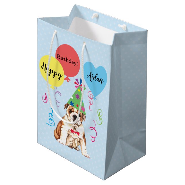 Bolsa de regalo media de Bulldog de globos de part (Angulo Anverso)