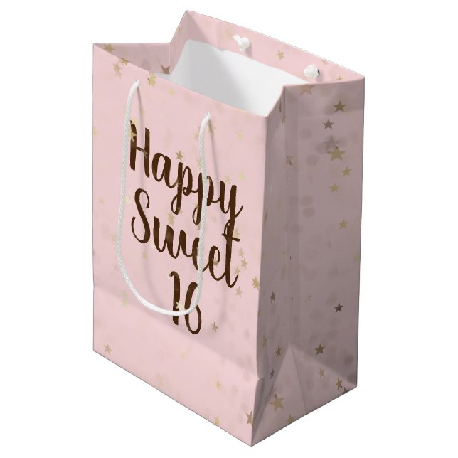Bolsa de regalo media de cumpleaños 16 estrellas y (Angulo Anverso)