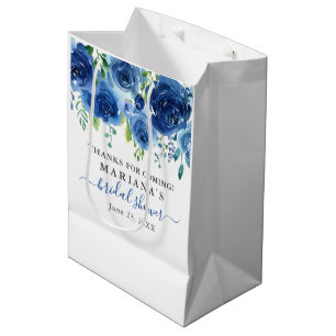 Bolsa de regalo media de ducha de novia floral azu