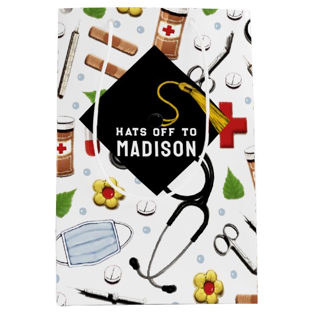 Bolsa de regalo media de graduación de enfermería (Anverso)