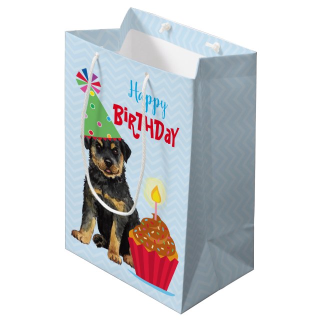 Bolsa de regalo media de rottweiler de pastel de c (Angulo Anverso)