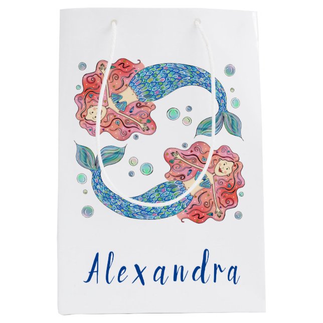 Bolsa de regalo media de sirena personalizada (Anverso)
