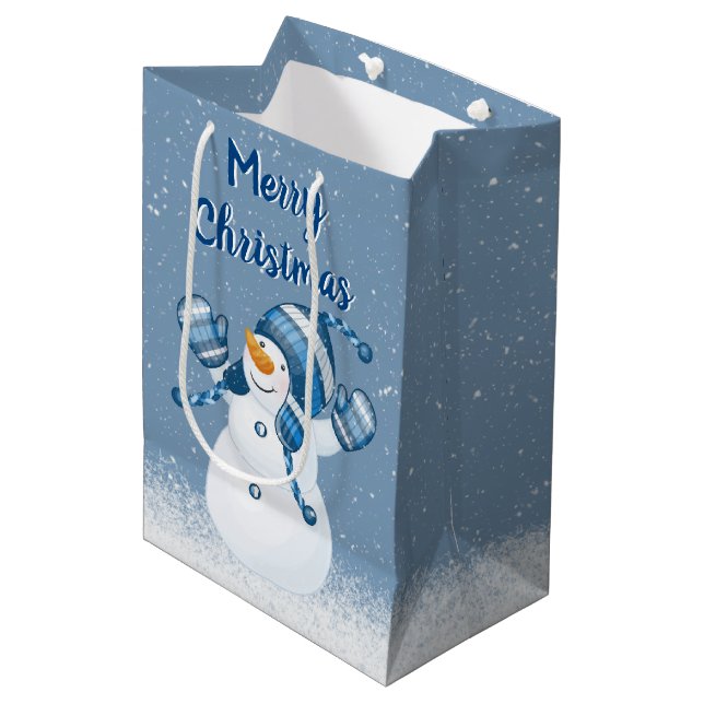 Bolsa de regalo media de Snowman Snowflakes (Angulo Anverso)