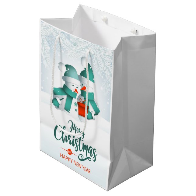 Bolsa de regalo media para hombres de nieve navide (Angulo Anverso)