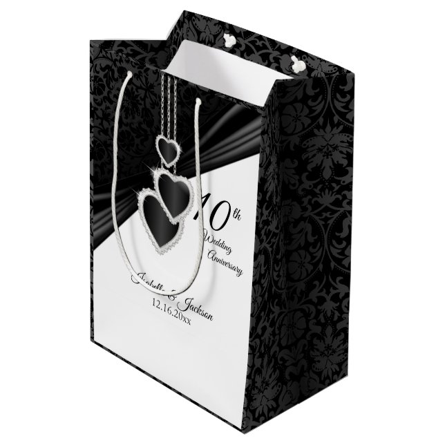 Bolsa De Regalo Mediana 10.º Aniversario del Boda Onyx - (Angulo reverso)