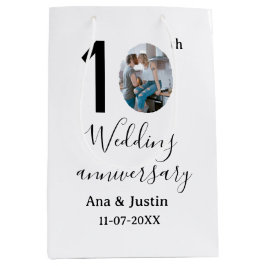 Bolsa De Regalo Mediana 10.º boda de aniversario foto letra en negrita