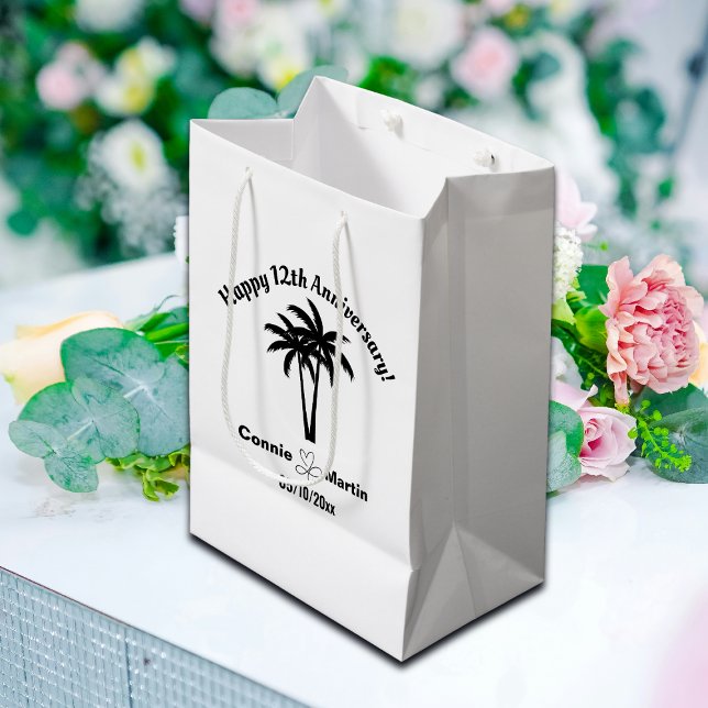 Bolsa De Regalo Mediana 12th Wedding Anniversary Palm Trees (Subido por el creador)