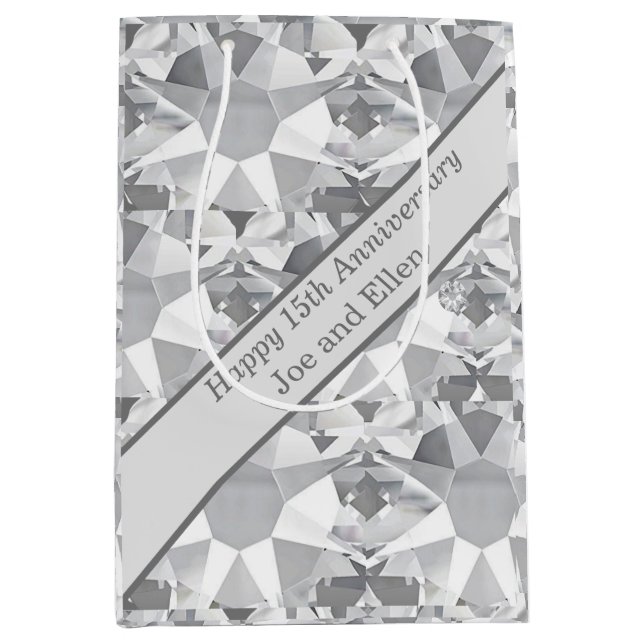 Bolsa De Regalo Mediana 15° aniversario Boda, Cristal (Anverso)